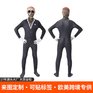 Combinaison de squelette d'Halloween avec masque de crâne, sur mesure pour cosplay, escape room, jeu de rôle, théâtre - Product Image 4