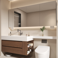 Ensemble de meubles de salle de bain modernes en aluminium alvéolé étanche avec lavabo intégré et armoire écologique pour hôtels et appartements