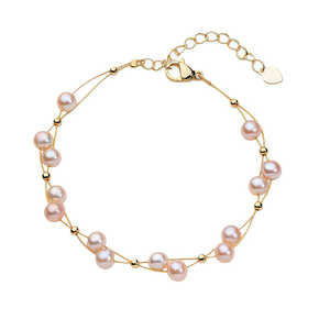 WENCHI Women's <b>Fashion</b> <b>Wrap</b> <b>Bracelets</b> New Wholesale Natural Freshwater Pearl Purple AAA Romantic Style Gift Wire 30g - Product Image 1