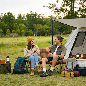 Fauteuil de <span class=keywords><strong>camping</strong></span> double pliable surdimensionné, canapé portable d'extérieur avec coussin moelleux, canapé pliable pour patio, balcon, pique-nique et <span class=keywords><strong>camping</strong></span> - Product Image 5