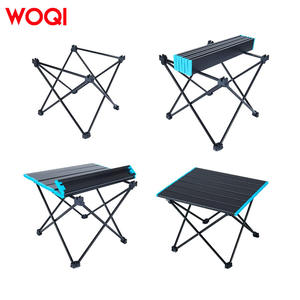 Table de camping pliante en aluminium Woqi 56x40,5x46,5 cm, rectangulaire, portable, base croisée, noire - Product Image 2