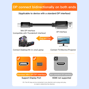 Câble SAMZHE Mini DP vers DP 1.4, adaptateur Thunderbolt 8K/60Hz, transfert bidirectionnel, convertisseur HD 4K/240Hz pour ordinateur portable Macbook, moniteur - Product Image 6