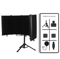 BHA M3/M5 3 portes/5 portes – Écran d'isolation pour microphone avec trépied et filtre anti-vent pour enregistrement en studio, podcast et diffusion