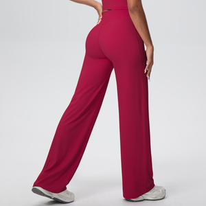 Pantalon de yoga taille haute à séchage rapide avec logo personnalisé, effet push-up, coupe large évasée, pour femme, idéal pour <span class=keywords><strong>la</strong></span> gym, le sport et le fitness - Product Image 4