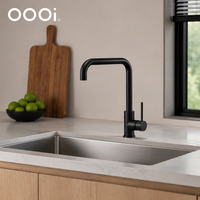 Robinet de cuisine noir en laiton massif à prix de gros, mitigeur rotatif pour évier, eau chaude et froide