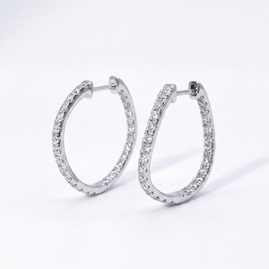 Pendientes de aro redondos de diamantes de laboratorio en oro de 14K personalizados de TIANYU GEMS, joyería geométrica minimalista para mujer - Product Image 1
