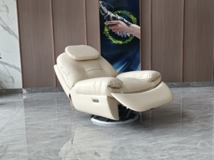 Modern PU Leather Recliner Chair with Swivel Base Cushion Back Padded Arms for Living Room - Product Image 6