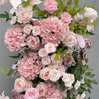KAVI Ensemble de fleurs artificielles rose poudré pour arche de mariage, arrangement floral suspendu en polyester, rangée de roses, décoration florale romantique pour toile de fond