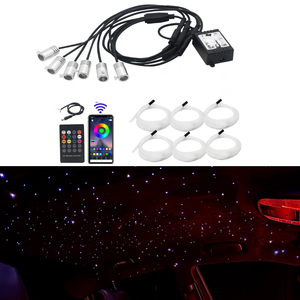Lumière ambiante intérieure de voiture 6 en 1 12V, télécommande par application, lumière ambiante de voiture à fibres optiques colorées, effet ciel étoilé - Product Image 1