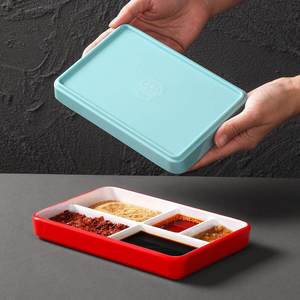 Plato de condimentos A5 de melamina con múltiples compartimentos, bandeja 2 en 1 para salsas, para uso en restaurantes y hoteles. - Product Image 3