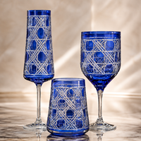 Service de verrerie en cristal soufflé à la main, motif taillé de luxe, pour flûtes à vin et verres à eau, compatible lave-vaisselle, style zen asiatique