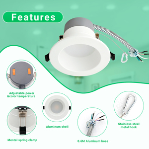 Downlight LED encastré de 4 pouces, 5 températures de couleur et puissance sélectionnables, 9W 15W 18W, dimmable 0-10V, éclairage commercial avec conduit en aluminium - Product Image 3