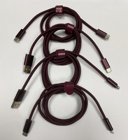 Câble de données USB C - USB C en aluminium tressé rouge cerise de 1 m, câble de charge rapide 60 W pour iPhone 18 Pro Max