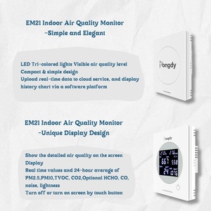 Moniteur IAQ multi-capteurs BMS/Modbus IP30 PM2.5/PM10/TVOC/CO2/Temp./Humidité CO/HCHO/Lumière/Bruit, enregistreur de données mural - Product Image 2