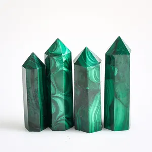 Verde Natural malaquita cristal artesanía torre de piedra de sanación espiritual cristales torre