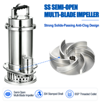 Pompe submersible à eaux usées basse pression en acier inoxydable estampé WQ(D)-SC 304, testée rigoureusement, en stock, sortie filetée BSP