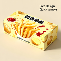 Boîte d'emballage en carton pour frites et sushis, personnalisée, jetable, en matériaux recyclés, avec poignée pour les frites à emporter