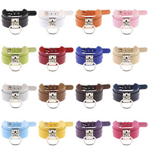 قلادة نسائية مثيرة بتصميم دائري, قلادة نسائية مثيرة بتصميم دائري على شكل حرف O ، طوق من الجلد - Product Image 2