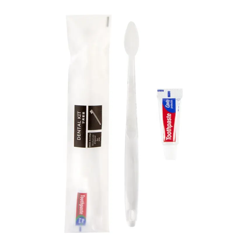 Escova de dentes descartável com kit de pasta de dente, para hotel viagens