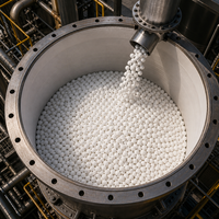 Bola Alumina Inert 99% Tahan Suhu Tinggi 3mm-50mm Bola Keramik untuk Media Pendukung Tempat Katalis Kilang