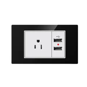 American Standard Elegante Luxo Painel De Vidro Interruptor De Parede Soquete Com USB