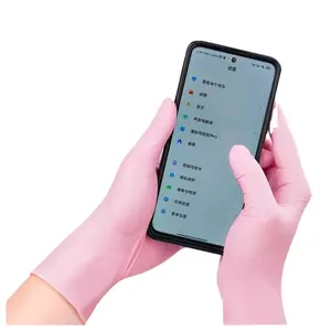 Chemikalien beständige Einweg handschuhe aus rosa Nitril für das Labor