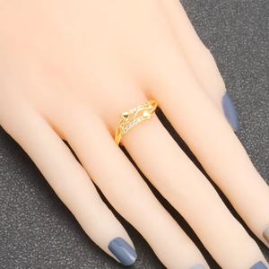 JXX Wholesale 24K Gold Plated Zircon Rings Jewelry Women Beautiful for Women Gold Diamond Wedding Rings - Product Image 2