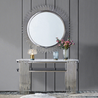 Table console moderne et simple en acier inoxydable avec plateau en marbre, meubles de salon pour usage hôtelier