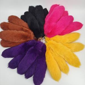 毛皮の尾のキーリング動物の尾装飾アクセサリー天然毛皮の尾のキーチェーン卸売染め色 - Product Image 2
