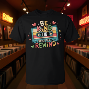 T-shirt pour les amoureux de la musique, avec inscription « Be Kind Words Don't Rewind », style vintage des années 80 et 90 - Product Image 3