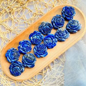 Pendentif Fleur de <span class=keywords><strong>Lapis</strong></span> <span class=keywords><strong>Lazuli</strong></span> Naturel pour la Fabrication de Bijoux, 3,5 cm, Fleur en Pierre Précieuse Sculptée à la Main, Charme pour Collier et Bracelet - Product Image 4