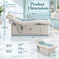Lit de massage électrique de luxe pour hydrothérapie, table de traitement réglable pour salon de beauté avec télécommande, armoire de rangement, 2 moteurs