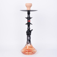 Nouvel ensemble de chicha en aluminium coloré de 58 cm, technique miroir, écologique, unique, avec LED et un seul tuyau en silicone, vente en gros, 6 ensembles/carton