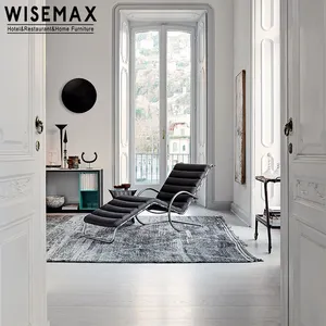 Wisemax Mobiliário Cadeira de lazer estilo italiano com estrutura em aço inoxidável couro PU com apoio para os pés espreguiçadeira para escritório