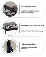 Table de camping pliable à hauteur réglable avec filet de rangement en maille, bureau en aluminium enroulable pour barbecue en extérieur – Vente en gros
