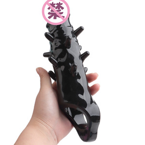 Manchon en silicone pour pénis Particle Wolf Tooth Cover, épaissi et allongé, jouet sexuel pour stimulation adulte, contrôle manuel, caoutchouc souple - Product Image 2