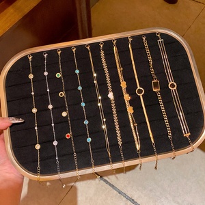 Women Stainless Steel <b>Bracelet</b> Set Gold Tone Adjustable Chain Heart <b>Crystal</b> Minimalist Jewelry for Women - Product Image 1