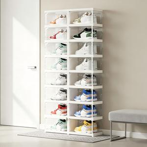 Большой прямоугольный двухрядный прозрачный складной водонепроницаемый контейнер для хранения обуви из полипропилена с магнитной крышкой, органайзер для обуви в прихожую - Product Image 2