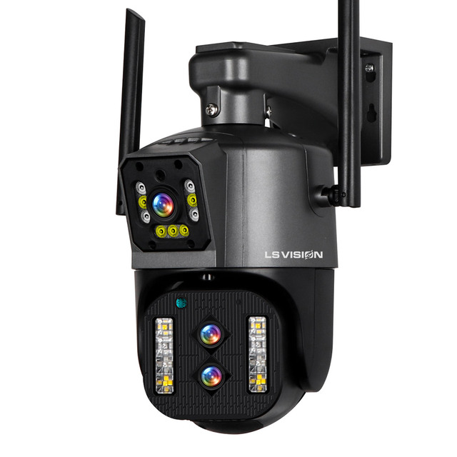 LS VISION Outdoor Wifi Security Camera 8MP 4K 10X Zoom Surveillance IP 3 Lens Dual Screen Cameras Ai Auto Tracking CCTV Cam