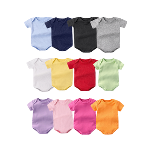 Oem Custom Newbron vestiti per neonata tinta unita tutina pettinata 100% da bambina in cotone semplice vestiti per ragazzi tutine per bambini - Product Image 2