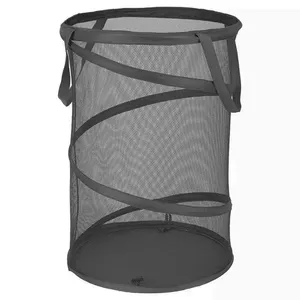 Popup rede de malha pop-up dobrável, cesta de roupa suja com alça para transporte