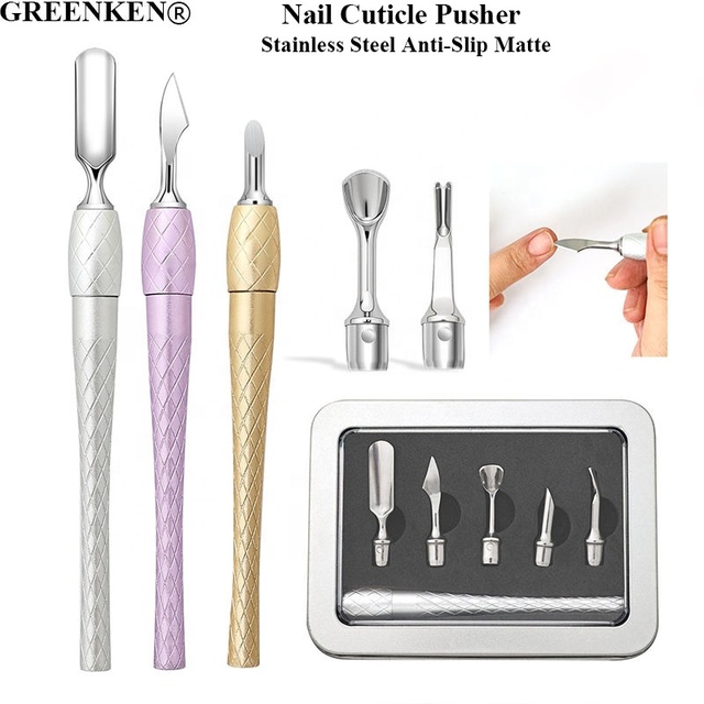 Stainless Steel Pusher Anti-Slip Matte Remove Dead Skin Professional Salon Use Set Nail Cuticle Pusher