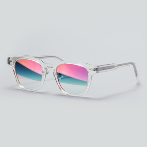 Lunettes de soleil rectangulaires à monture transparente, verres miroir, protection UV 100%, unisexe, mode décontractée, adulte - Product Image 1