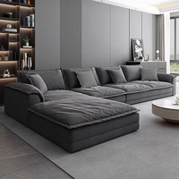 Hochwertiges, Komfortables, Gemütliches Daunen-Sofa in Weiß oder Schwarz mit Samt- oder Leinenbezug, Federstoff, L-förmiges Ecksofa, Modulares Sofa