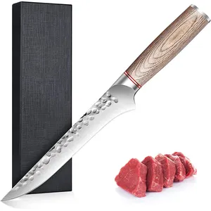 Couteau à filet forgé à la main de 6 pouces couteau à désosser en acier à haute teneur en carbone couteau à couper les os pour désosser la viande poisson volaille