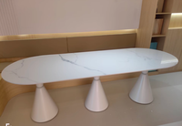 Ensemble de table à manger moderne de luxe carré avec pied en acier inoxydable pour la maison, restaurant, bar, bureau, fabriqué à Foshan