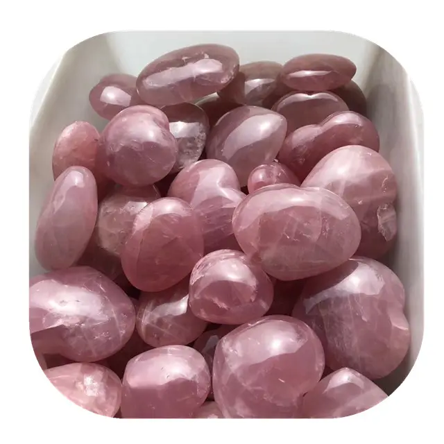 Piedras preciosas talladas a mano de gran tamaño, cristal Rosa natural de cuarzo rosa en forma de corazón, rocas para recuerdos de boda para invitados