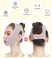 Ceinture faciale ajustable en V, en matériau doux pour la peau, réduit et améliore la forme du double menton, avec bandes réutilisables