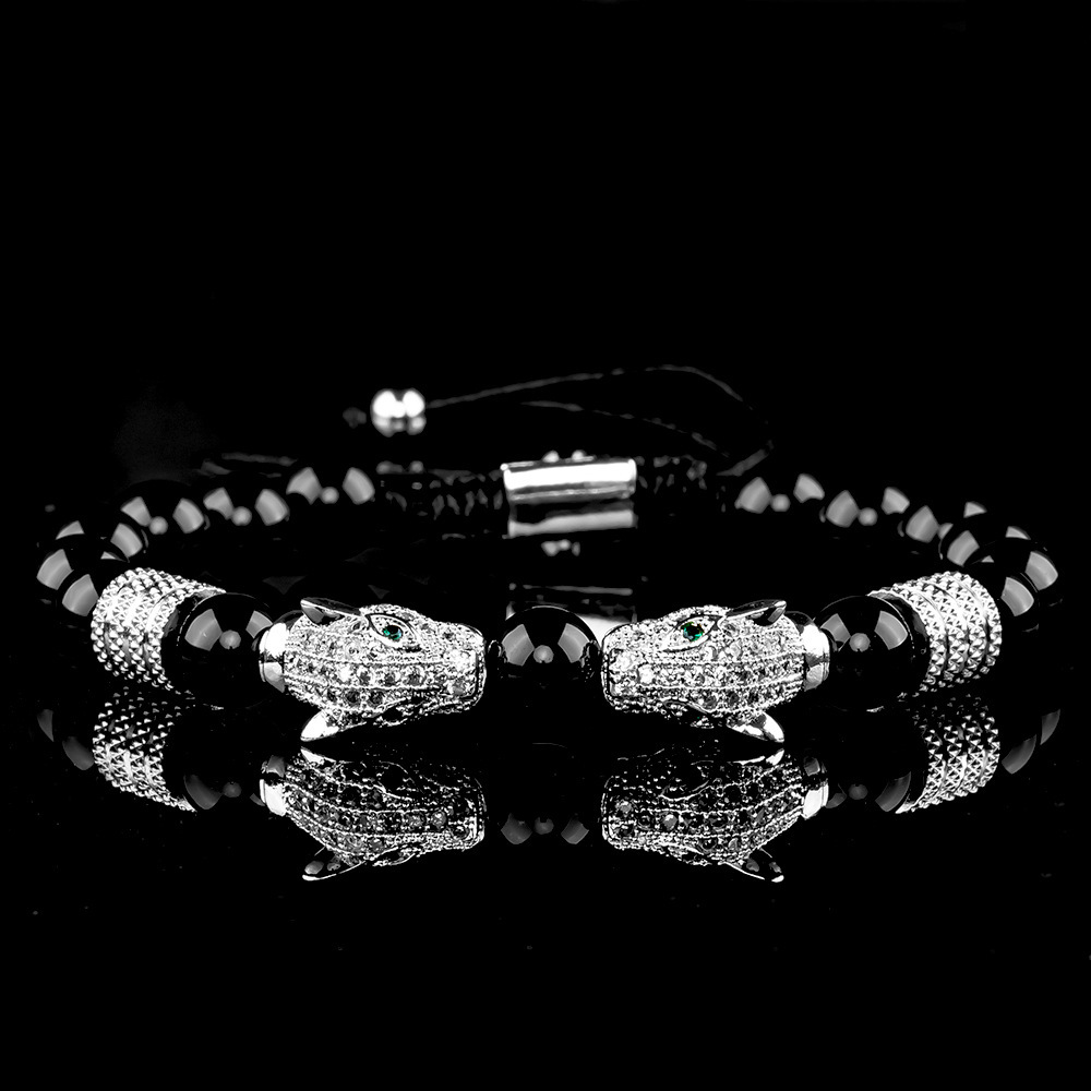 Testa di leopardo con diamanti bianchi platino