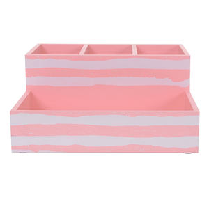 Morden Stylish Home Decor Practical Wooden Desktop Organize <b>Pink</b> Stripe Shape <b>Desk</b> Organizer for Home or Office - Product Image 2